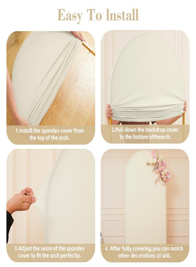 HB HBB MAGIC 6.6FT Wedding Arch Backdrop Cover, Beige Stretchy Arch Covers Round Top Chiara Backdrop Cover for Wedding Birthday Party Baby Shower Banquet Arch Decor(Beige) - Image 4