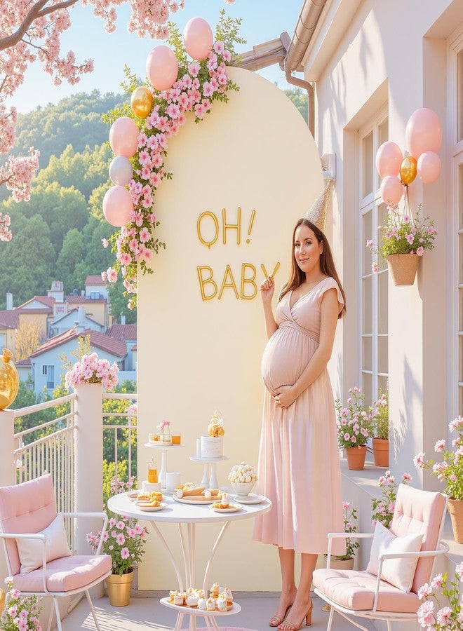 HB HBB MAGIC 6.6FT Wedding Arch Backdrop Cover, Beige Stretchy Arch Covers Round Top Chiara Backdrop Cover for Wedding Birthday Party Baby Shower Banquet Arch Decor(Beige) - Image 2