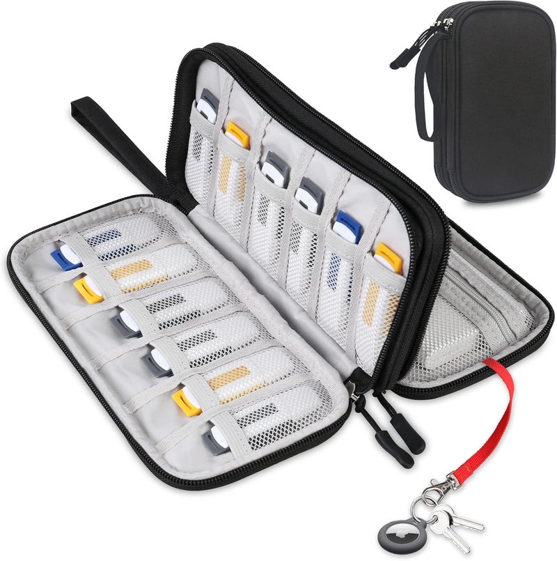 USB Flash Drive Case Thumb Drive Holder Case Organizer Portable Electronic Accessories Storage Bag for SanDisk/SamData/Samsung USB Flash Drives Jump Drive Memory Stick, Cable, Medium Size-Black - Image 1