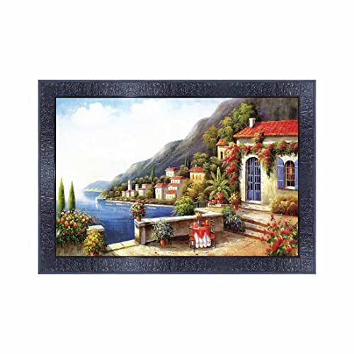 pnf Poster And Frames Hand Painted Landscape Scenery Wooden Photo Frame With Acrylic Sheet | Living Room, Bedroom | Home Decoration | Best Gifting Option (10 * 14inch,Multicolour,Synthetic) 13516 - Image 1