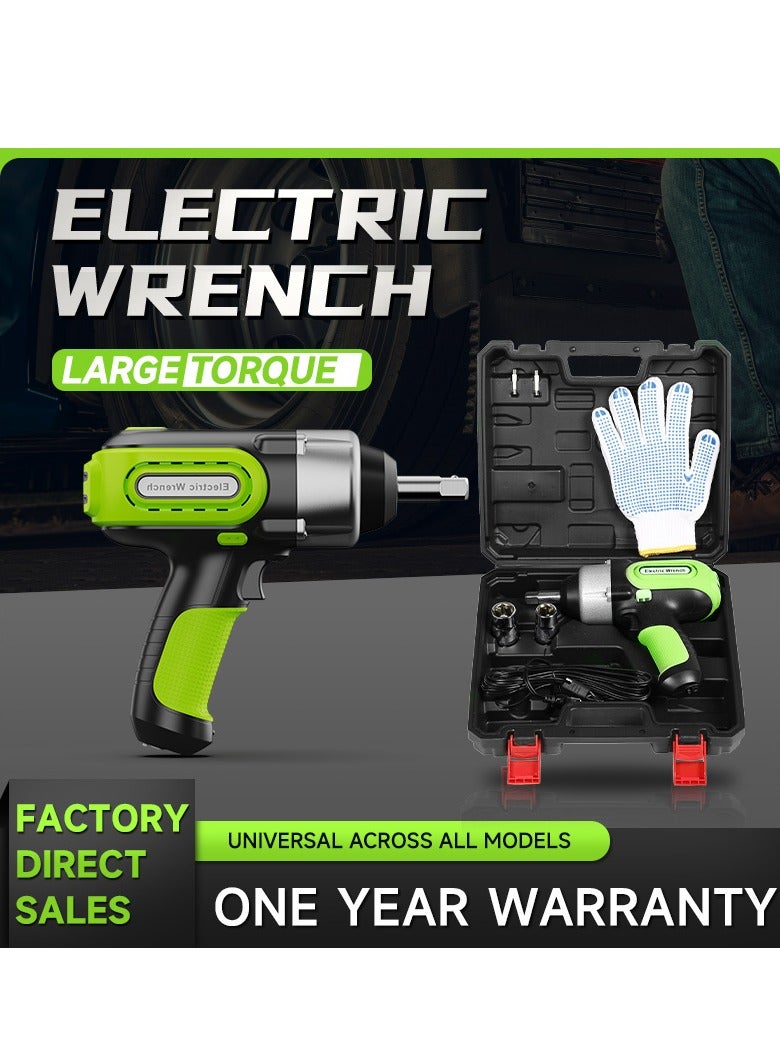 Gasin Electric Impact Wrench Kit 1/2" Drive, 12V DC Car Wheel Nut Remover with Carry Case – Green/Black - Image 2