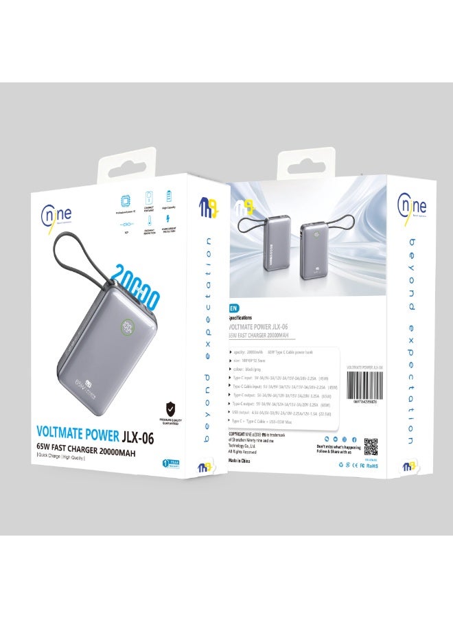 Nine VOLTMATE 20000mAh Power Bank - 65W Fast Charging - Image 2