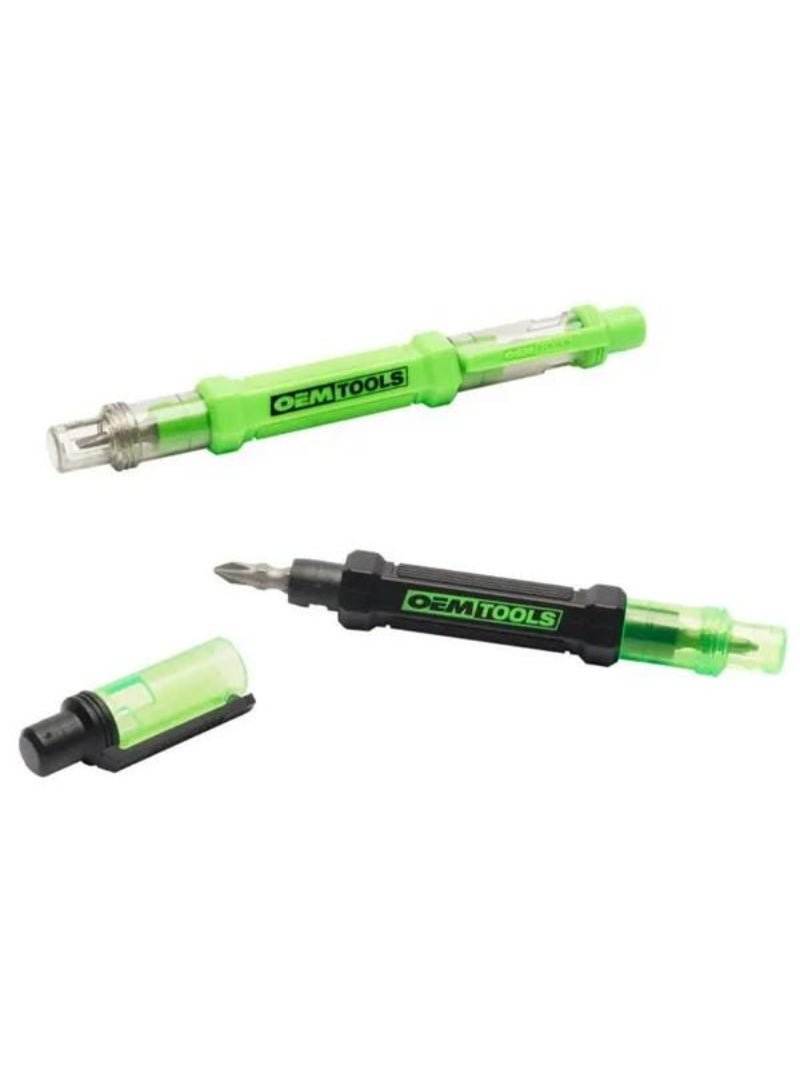 OEM Tools 2-Piece 6 Way Small Lightweight Pen Screwdriver Green and Black 22536