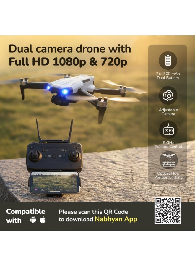 Lifelong Kids Drone with Dual Camera, Altitude Hold, 2x1300mAh (15 Min Each/30 Min Total), 1080P & 720P, Nabhyan App & Remote, 360° Flip, Headless Mode, 8-12 Yrs (LLCDRR01) - Image 2