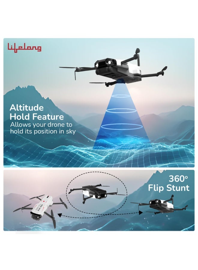 Lifelong Kids Drone with Dual Camera, Altitude Hold, 2x1300mAh (15 Min Each/30 Min Total), 1080P & 720P, Nabhyan App & Remote, 360° Flip, Headless Mode, 8-12 Yrs (LLCDRR01) - Image 4