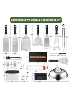 Anmi 35PCS Griddle Accessories Kit, Flat Top Grill Accessories Set , Grill Spatula Set with Enlarged Spatulas, Basting Cover, Scraper for Outdoor Barbecue  - Image 2