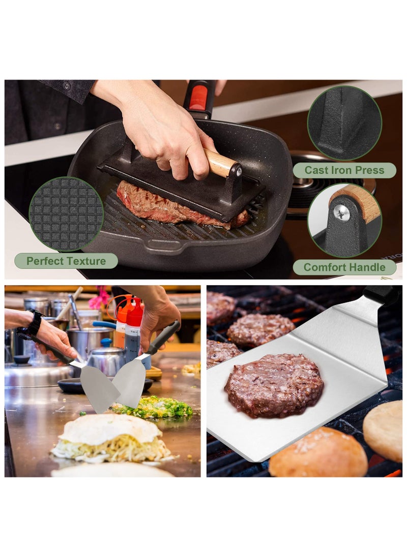 Anmi 35PCS Griddle Accessories Kit, Flat Top Grill Accessories Set , Grill Spatula Set with Enlarged Spatulas, Basting Cover, Scraper for Outdoor Barbecue  - Image 4