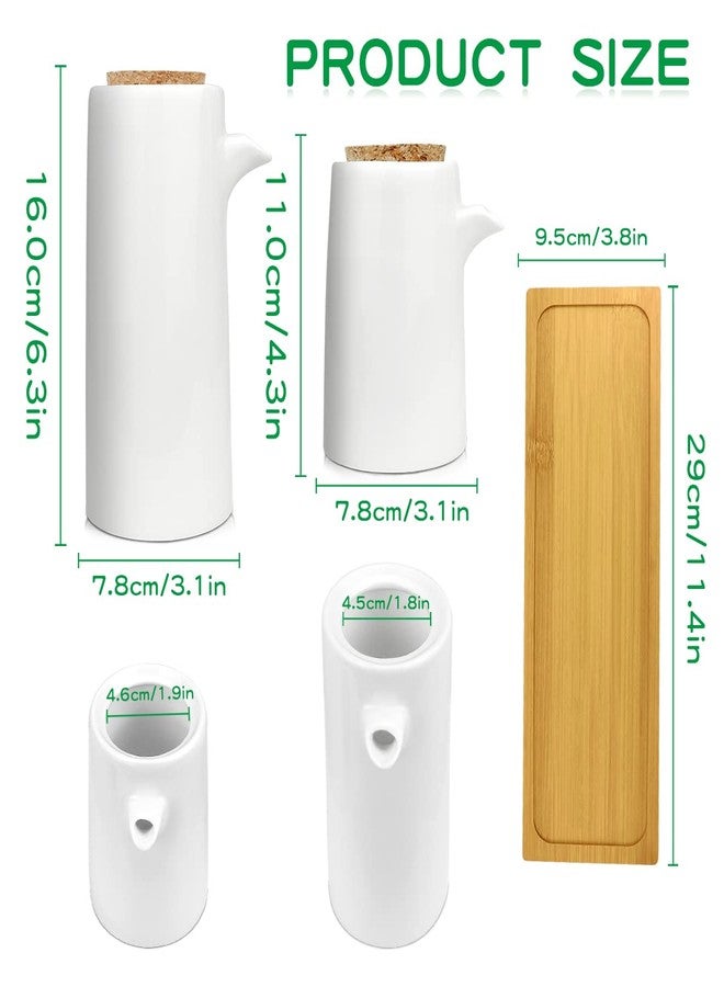 DOERDO DD DOERDO 3Pcs Ceramics Oil Vinegar Dispenser Bottle Set, Olive Oil or Soy Sauce Dispenser Set, Liquid Condiment Storage Can with Tray for Kitchen Cooking, 400ML 250ML 250ML - Image 2