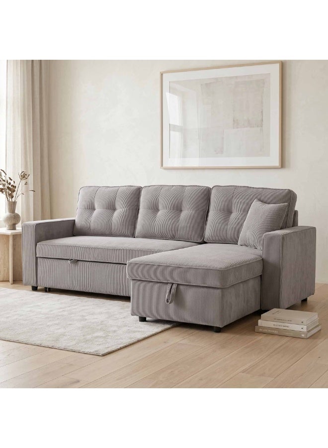 Royaloak Ranger Fabric Sofa Bed with Storage 2 In 1 Convertible Design Upholstered Finish Lounger with Hidden Storage Pocket Springs for Comfort Square Armrest Modern Sofa Bed for Living Room and Compact Spaces - Image 2