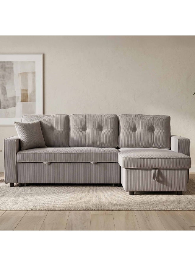 Royaloak Ranger Fabric Sofa Bed with Storage 2 In 1 Convertible Design Upholstered Finish Lounger with Hidden Storage Pocket Springs for Comfort Square Armrest Modern Sofa Bed for Living Room and Compact Spaces - Image 1