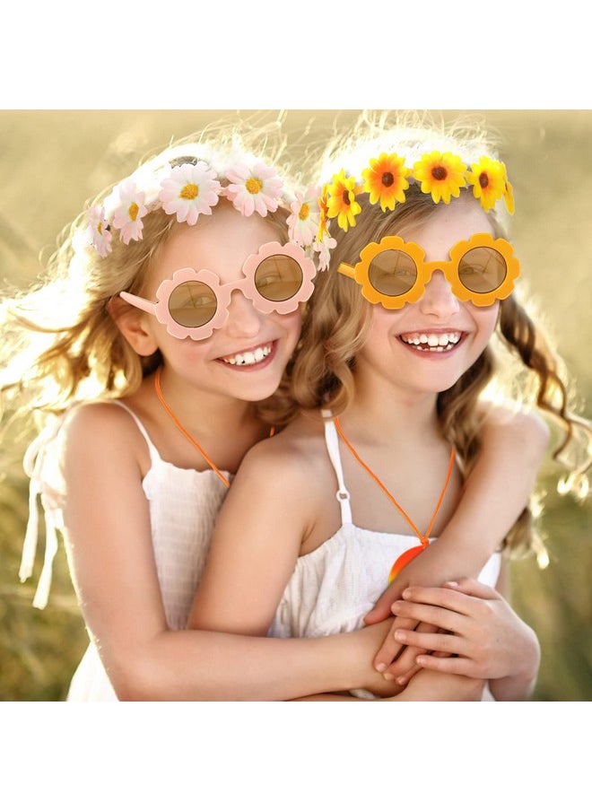 Cindeer - 36 Pcs Retro Flower Sunglasses Daisy Flower Headbands Peace Sign Necklace Set Groovy Party Decorations Hippie Costume Accessories 60S 70S Party Favors For Kids - Image 1