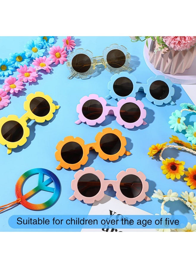 Cindeer - 36 Pcs Retro Flower Sunglasses Daisy Flower Headbands Peace Sign Necklace Set Groovy Party Decorations Hippie Costume Accessories 60S 70S Party Favors For Kids - Image 1
