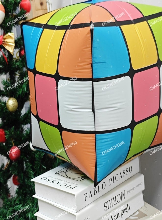 CHANGZHONG 2pcs 4D Extra Large Square Grid Inflatable Aluminum Film Balloons 22 Inch Giant Dice Balloons for Party Casino Theme Game Decoration Indoor Outdoor Wide Game Lawn Game - Image 4