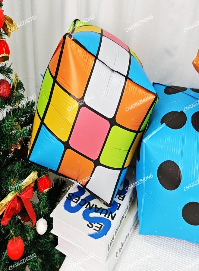 CHANGZHONG 2pcs 4D Extra Large Square Grid Inflatable Aluminum Film Balloons 22 Inch Giant Dice Balloons for Party Casino Theme Game Decoration Indoor Outdoor Wide Game Lawn Game - Image 5
