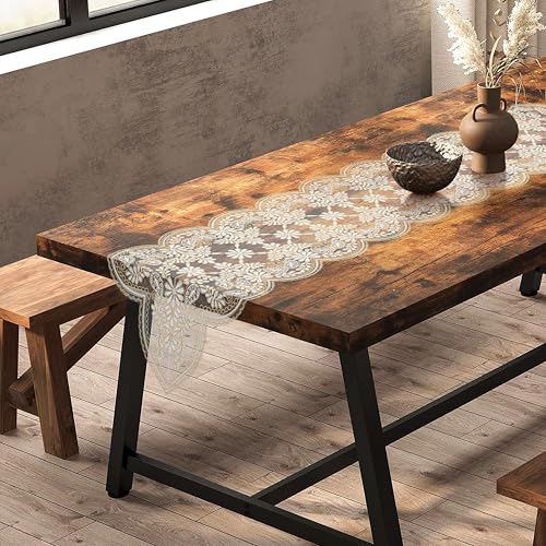Oriental Weavers Orientalweavers Floral Embroidered Polyester Organza Premium Dining Table Runner (16x72 inches) for 6-Seater - Off Gold - Image 4