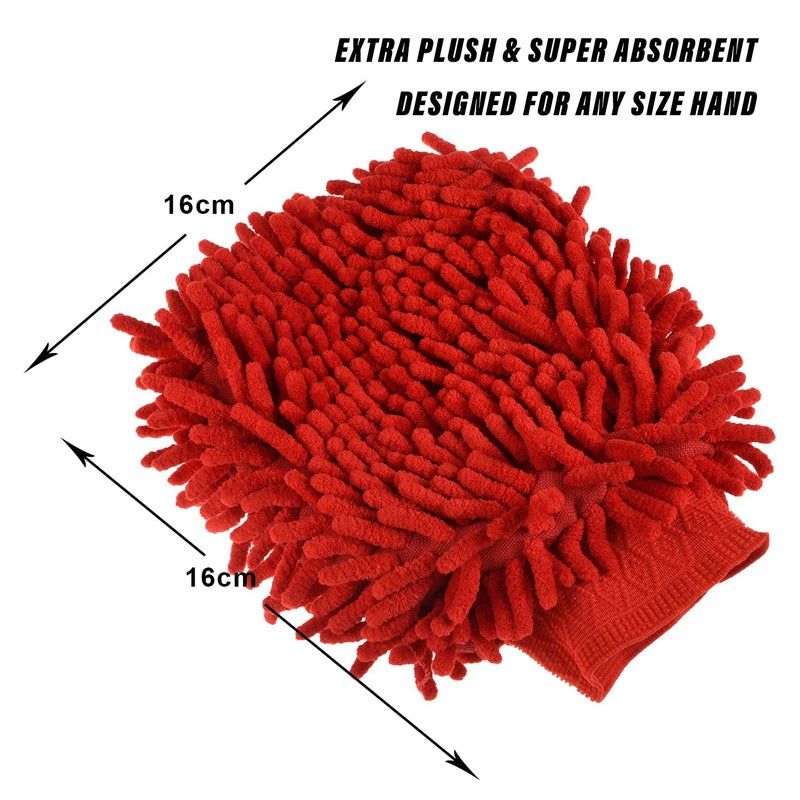 Kuber Industries Kuber Industries Chenille Mitts|Microfiber Cleaning Gloves|Inside Waterproof Cloth Gloves|100 Gram Weighted Hand Duster|Chenille Gloves For Car|Glass|Pack of 2 (Purple & Red)  - Image 3