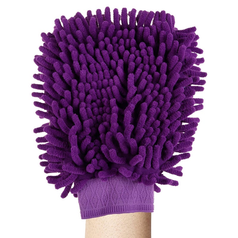Kuber Industries Kuber Industries Chenille Mitts|Microfiber Cleaning Gloves|Inside Waterproof Cloth Gloves|100 Gram Weighted Hand Duster|Chenille Gloves For Car|Glass|Pack of 2 (Purple & Red)  - Image 2