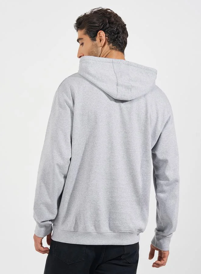 Styli Relaxed Fit Fleece Hoodie with Kangaroo Pocket