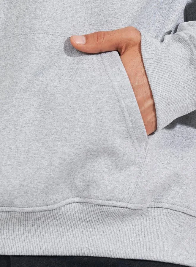 Styli Relaxed Fit Fleece Hoodie with Kangaroo Pocket