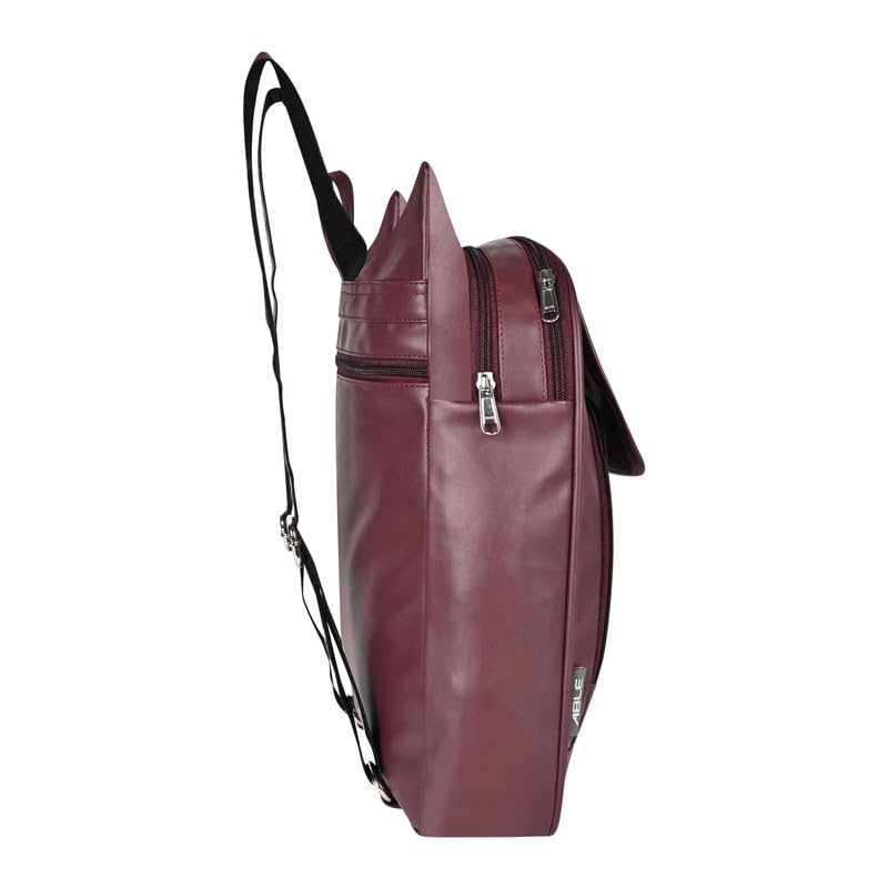 ABLEÂ® Wave Backpack for Womens,Girls,Kids,Female. Pu Leatherette Fabric Travelling Outdoor, Picnic,School, College Office Work Casual Daily use Backpack.(MAGENTA) - Image 3