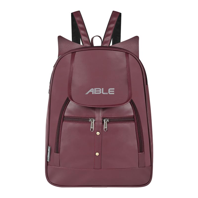 ABLEÂ® Wave Backpack for Womens,Girls,Kids,Female. Pu Leatherette Fabric Travelling Outdoor, Picnic,School, College Office Work Casual Daily use Backpack.(MAGENTA) - Image 1