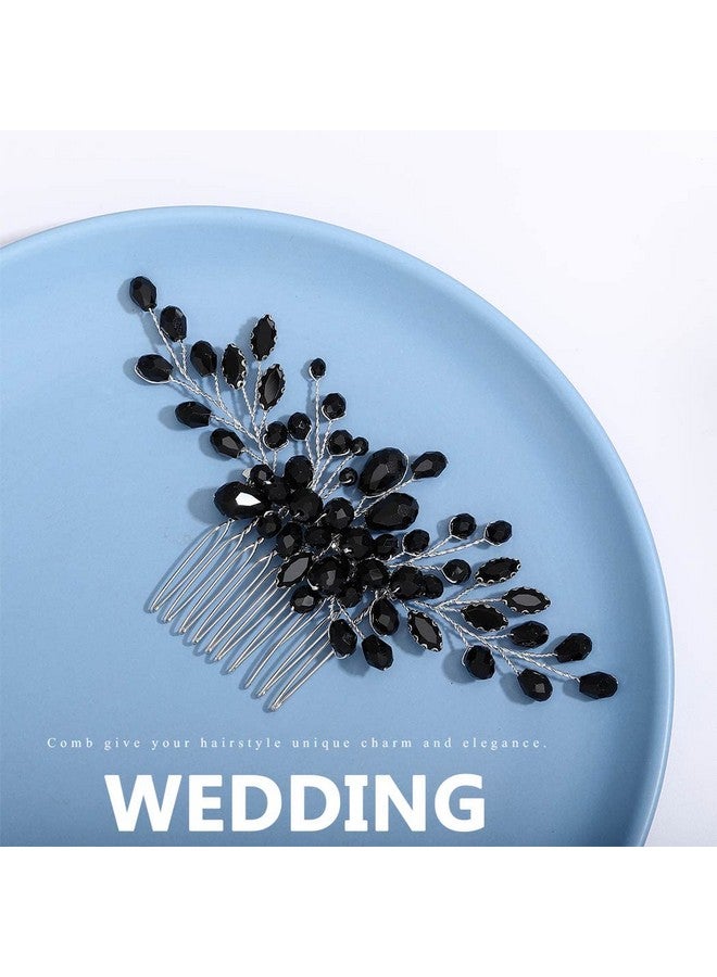 JONKY Crystal Wedding Hair Comb Black Rhinestone Hair Piece Bridal Headpieces Hair Accessories for Women - Image 3