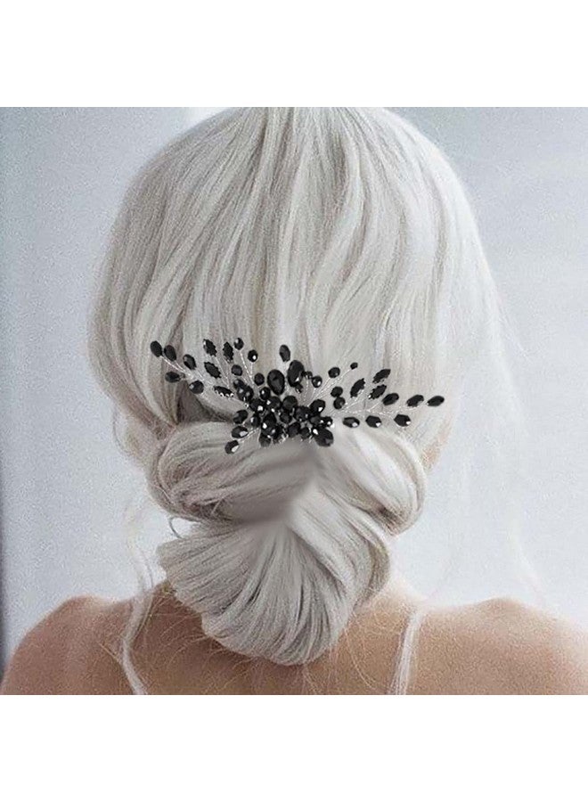 JONKY Crystal Wedding Hair Comb Black Rhinestone Hair Piece Bridal Headpieces Hair Accessories for Women - Image 5
