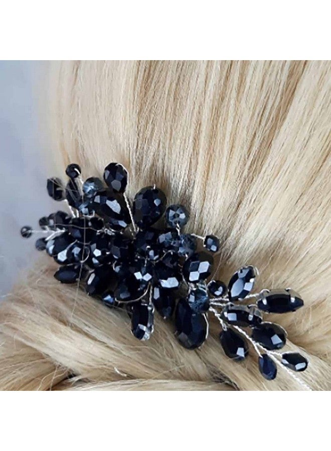 JONKY Crystal Wedding Hair Comb Black Rhinestone Hair Piece Bridal Headpieces Hair Accessories for Women - Image 2