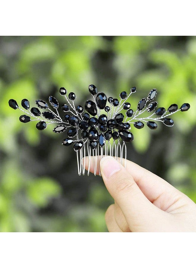 JONKY Crystal Wedding Hair Comb Black Rhinestone Hair Piece Bridal Headpieces Hair Accessories for Women - Image 4