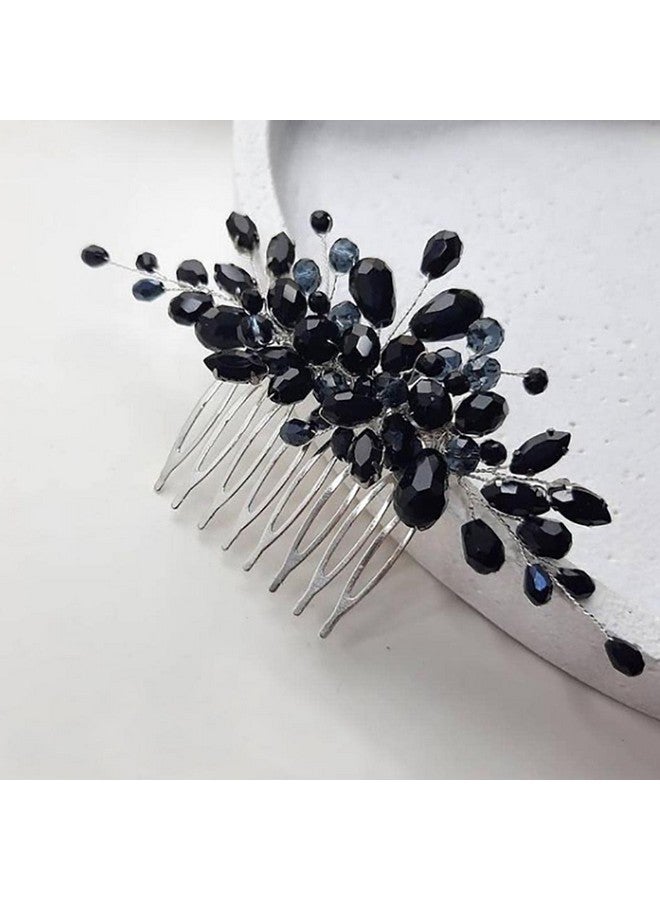 JONKY Crystal Wedding Hair Comb Black Rhinestone Hair Piece Bridal Headpieces Hair Accessories for Women - Image 1