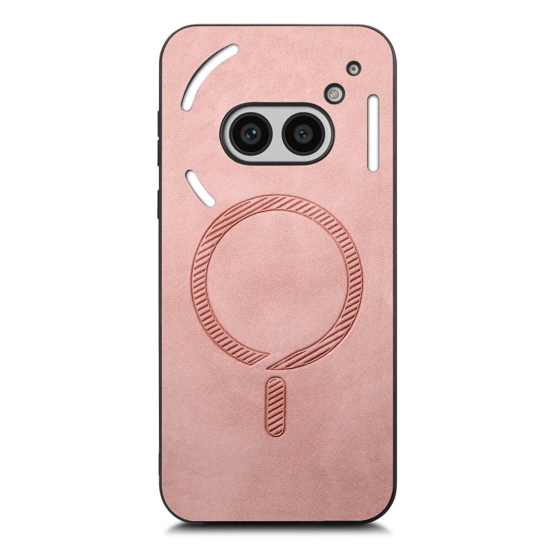 HuHa Case Cover For Nothing Phone 2a Solid Color Retro Magsafe PU Back Cover Phone Case(Pink) - Image 3
