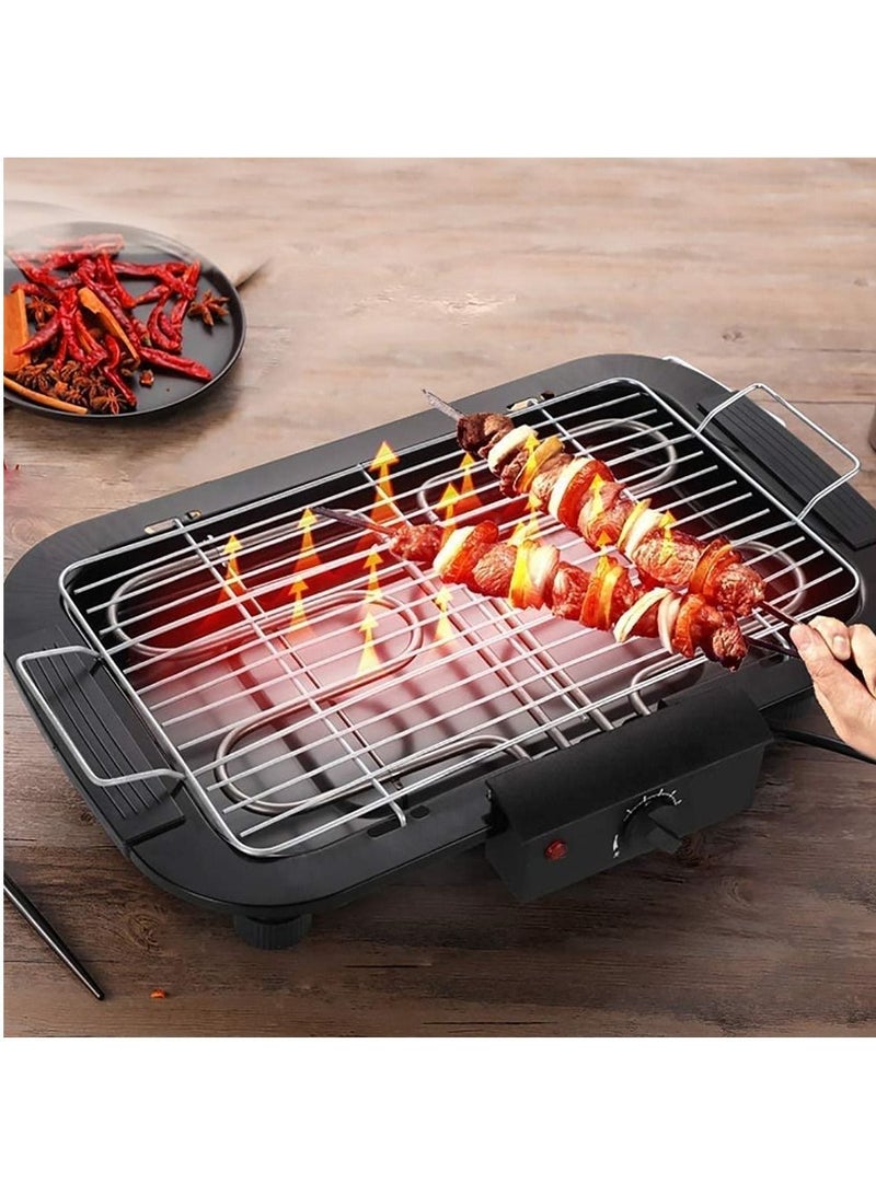 BBQ Electric Grill Portable Tabletop Grill Kitchen BBQ Grills Adjustable Temperature Control, Removable Water Filled Drip Tray, 2000W,Black - Image 1