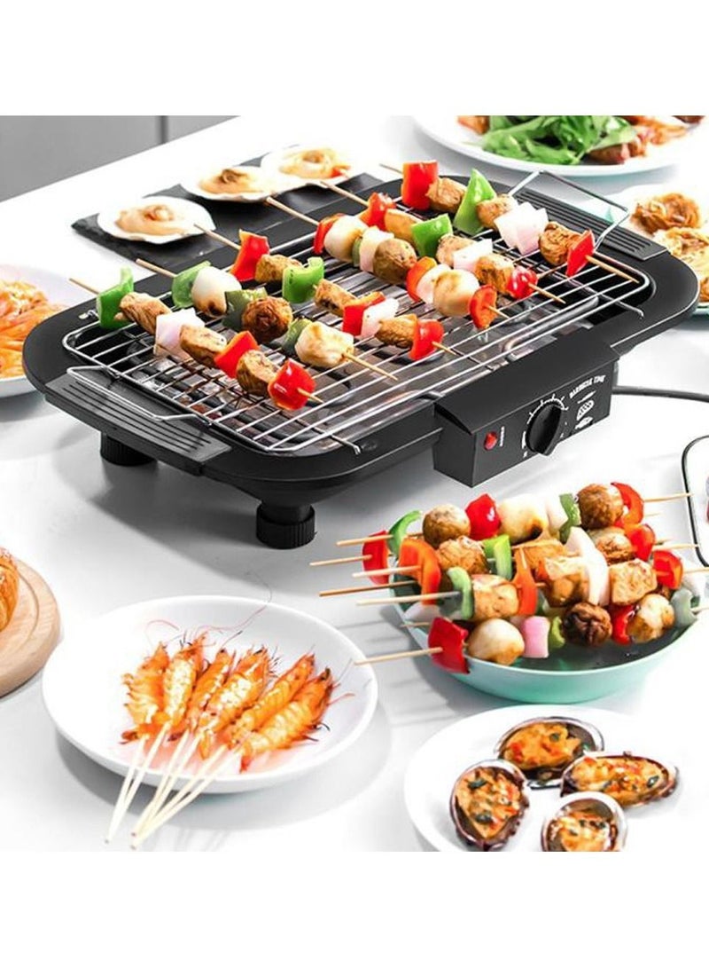 BBQ Electric Grill Portable Tabletop Grill Kitchen BBQ Grills Adjustable Temperature Control, Removable Water Filled Drip Tray, 2000W,Black - Image 2