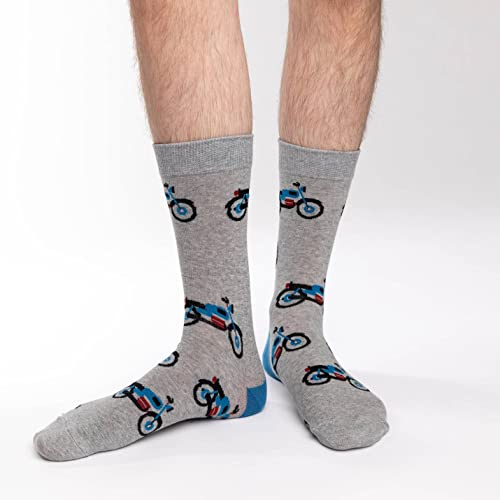 Good Luck Sock Men's Motorcycle Crew Socks,Large (Shoe size 7-12),Grey - Image 2