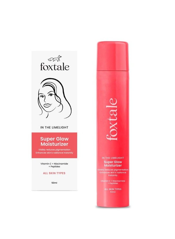 Foxtale Vitamin C Super Glow Moisturizer with Niacinamide & Peptides | Reduces Pigmentation, Brighten Skin | Lightweight Moisturizer for Face | All Skin Types, Women & Men - 50ml - Image 1