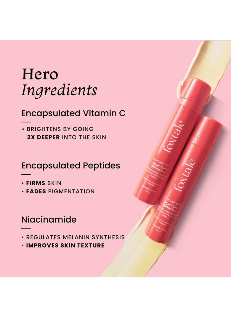 Foxtale Vitamin C Super Glow Moisturizer with Niacinamide & Peptides | Reduces Pigmentation, Brighten Skin | Lightweight Moisturizer for Face | All Skin Types, Women & Men - 50ml - Image 3