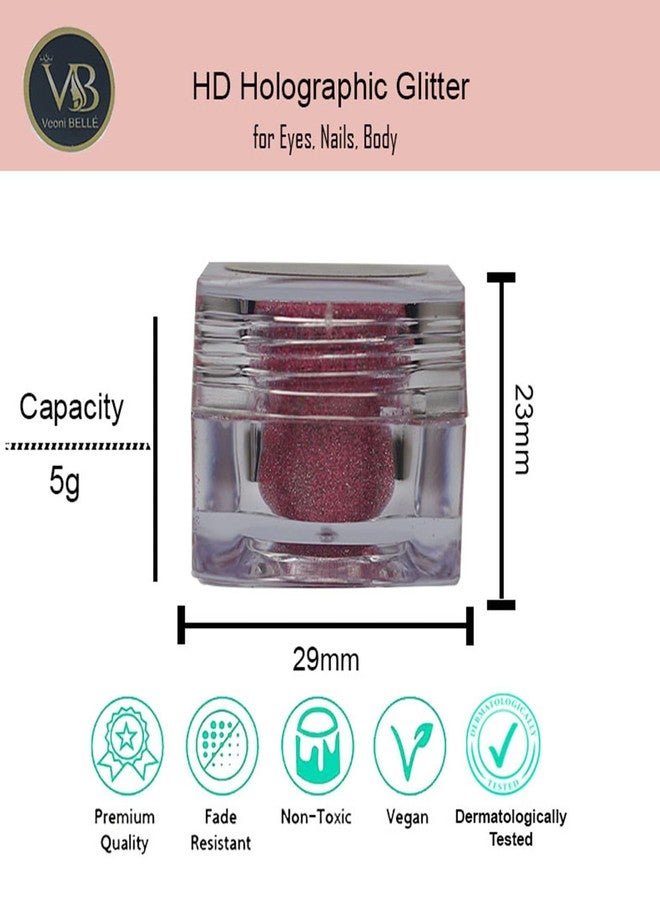 Veoni Belle Sparkle Glitter Powder Eyeshadow shimmer for eye makeup - Dark Pink - Image 3