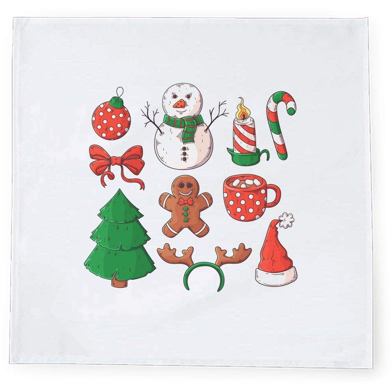 Khakee 6 Pcs Christmas Theme Tafta Silk Table Napkins 10x 10 for Xmas Decoration Christmas OrnamentsChristmas Gift npxmas206P - Image 2