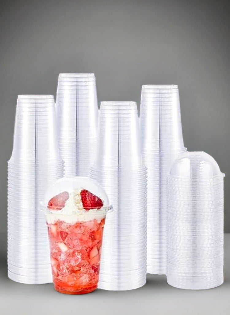 vsell24 16oz Clear Plastic Cups with Dome Lids – Disposable Cups for Smoothies, Iced Coffee, Milkshakes, Juice & Cold Drinks – Ideal for Parties, Events, Cafes & Takeaway Use - Image 3