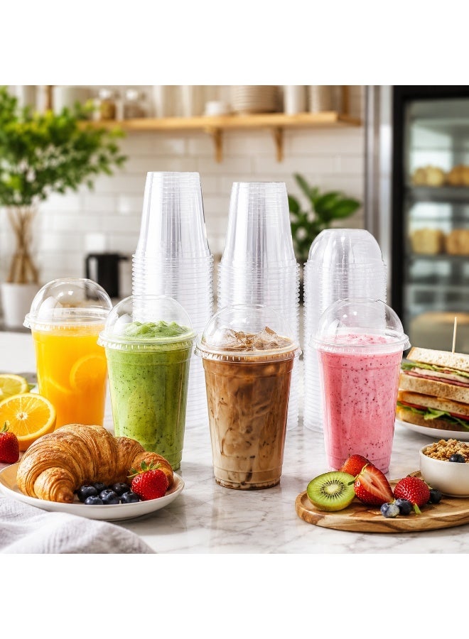vsell24 16oz Clear Plastic Cups with Dome Lids – Disposable Cups for Smoothies, Iced Coffee, Milkshakes, Juice & Cold Drinks – Ideal for Parties, Events, Cafes & Takeaway Use - Image 5