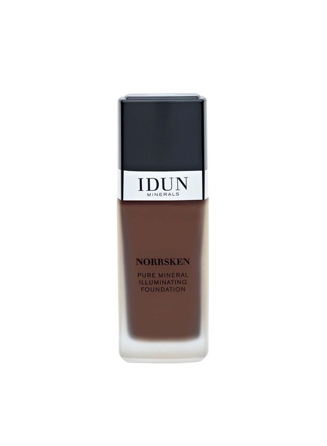 IDUN MINERALS Liquid Norrsken Foundation, Helga, Light to Medium Coverage, Luminous Finish for Dry/Dull Skin, Purified Minerals, Water Resistant, Safe for Sensitive Skin, Deep Neutral, 1.01 Oz