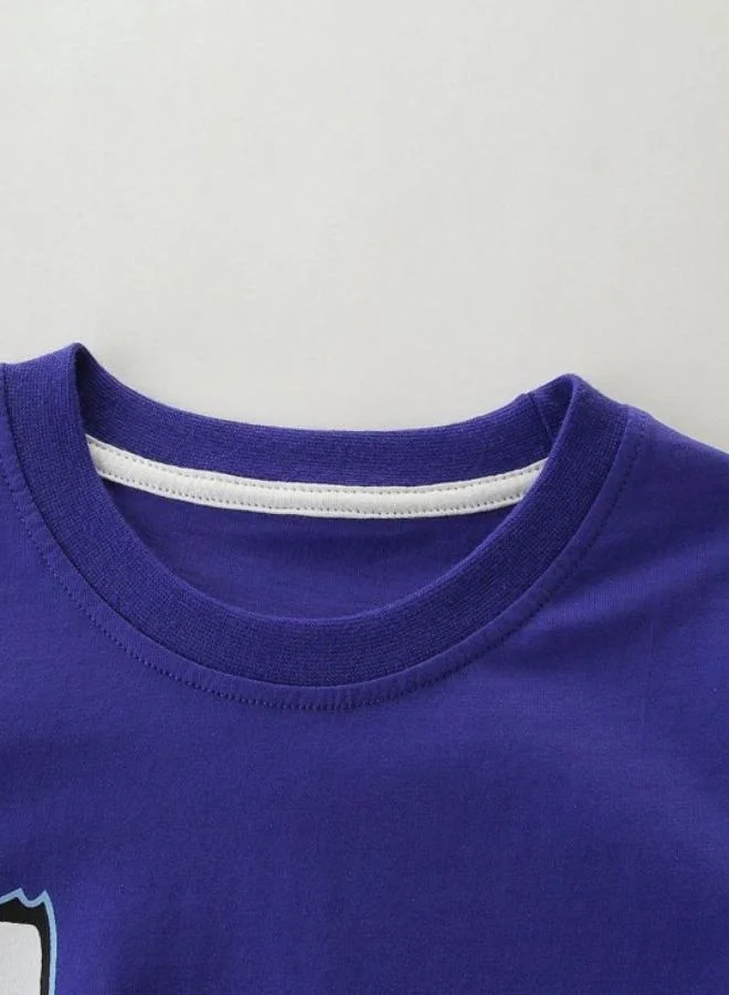 YUNIQEE Blue Printed Short Sleeve Crew Neck T-Shirt