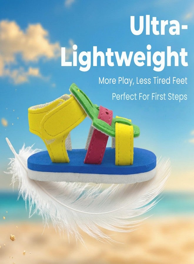 PureSole Lightweight Summer Sandals for 6-12 Months Babies | Secure All Side Support Design with Velcro Closure | Anti-Skid Sole for Early Walkers | Soft, Breathable & Comfortable Daily Wear Sandals (Blue/Yellow) - Image 2