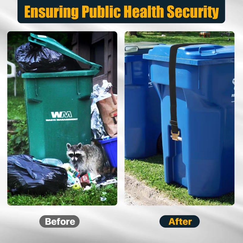 Wuno Shop YYDSDOTA Wuno Shop Trash Can Lid Lock for Raccoons, Bear Proof Garbage Can Locks for Animals, Strong Outdoor Trash Bin Bungee Cord Strap, Locking Trash Can During Strong Winds (Black-1 Pack) - Image 5
