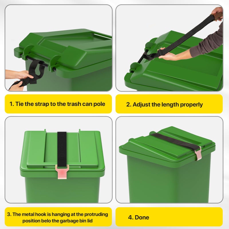 Wuno Shop YYDSDOTA Wuno Shop Trash Can Lid Lock for Raccoons, Bear Proof Garbage Can Locks for Animals, Strong Outdoor Trash Bin Bungee Cord Strap, Locking Trash Can During Strong Winds (Black-1 Pack) - Image 4
