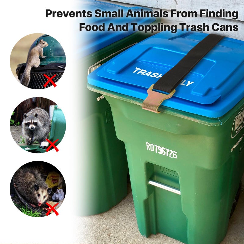 Wuno Shop YYDSDOTA Wuno Shop Trash Can Lid Lock for Raccoons, Bear Proof Garbage Can Locks for Animals, Strong Outdoor Trash Bin Bungee Cord Strap, Locking Trash Can During Strong Winds (Black-1 Pack) - Image 3