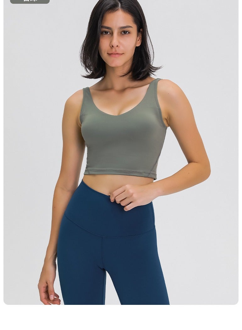 Women's Tank Top Padded Sports Bra Running Workout Yoga Crop Top - Image 2