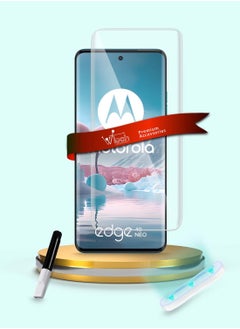 Wtech Motorola Edge 40 Neo 5G 2023 / Motorola Edge 40 5G 2023 Premium Curved Edges UV Full Glue Full Cover Tempered Glass Screen Protector (MSGUCN) - Clear  - Image 1