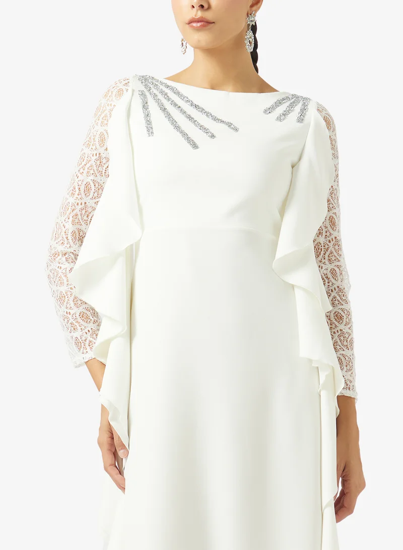 Khizana  Dress With Sheer Sleeves for Women | Best Price UAE