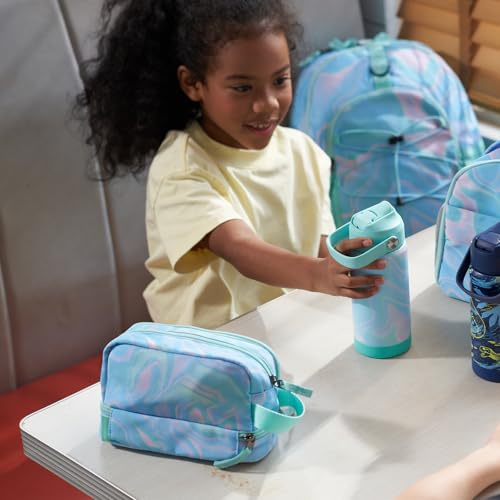 Choco Mocha Blue Pencil Case for Girls, Large Soft Zipper Pencil Pouch for Teen Girls, Pencil Bag for Kids Girl with 3 Compartments, Teal - Image 5